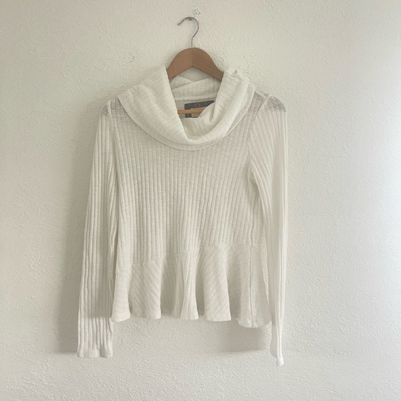 Anthropologie Maeve Winterscape Cowl Neck Peplum Sweater Size Small - Picture 2 of 7